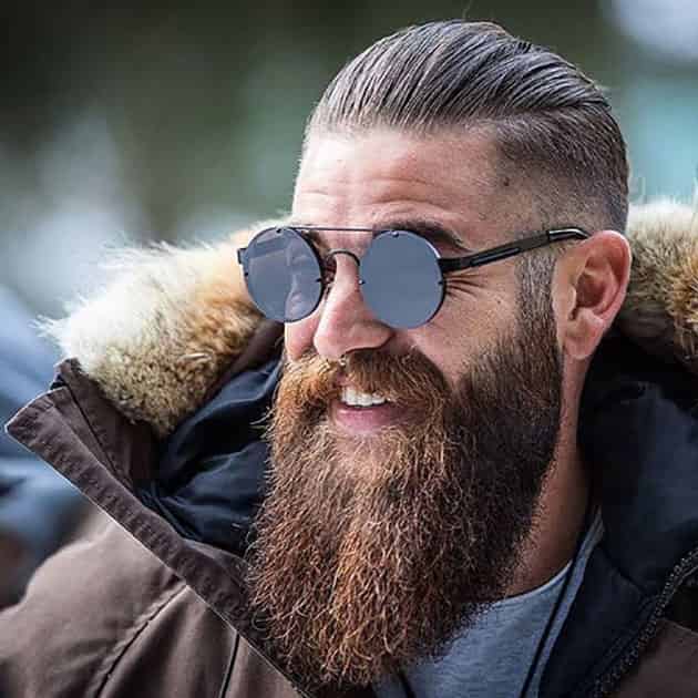 Full Long Beard with Fade and Back Comb Hair