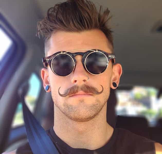 Crooked Mustache With Plain Short Beard